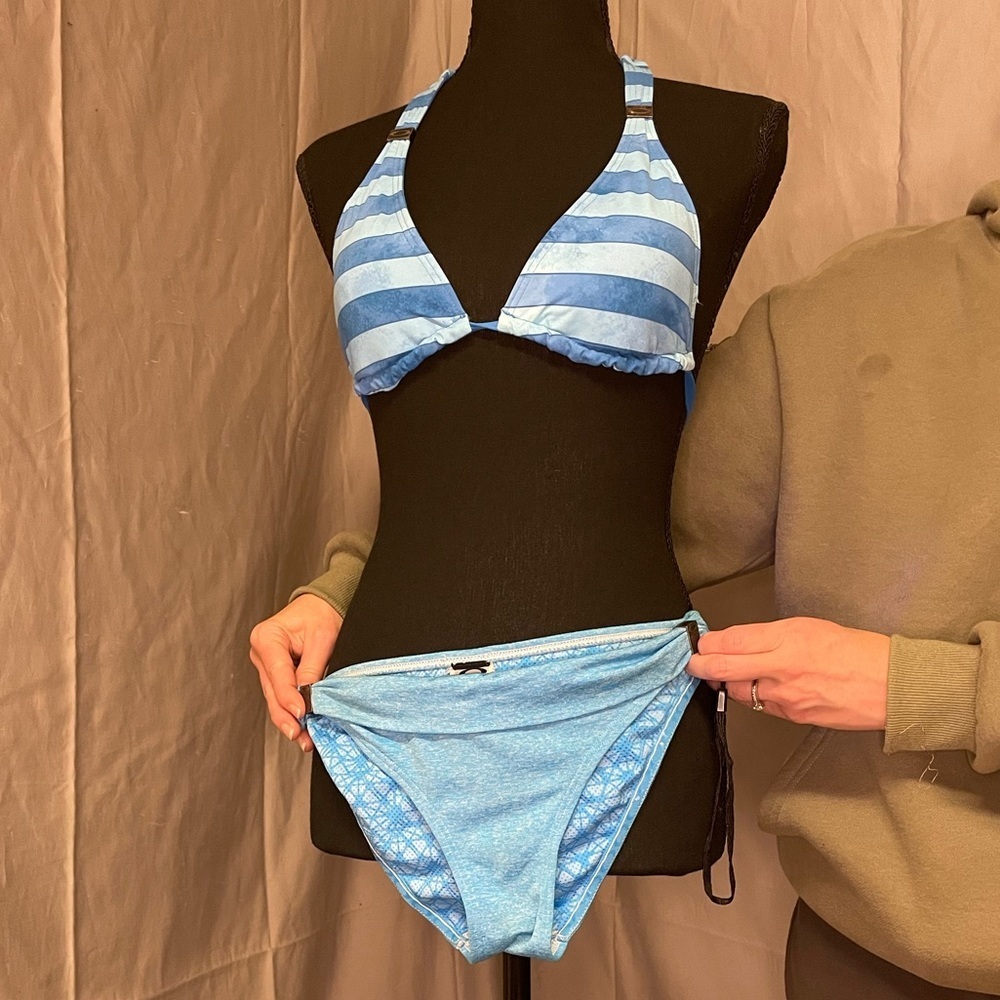 Oakley Light Blue Striped Triangle Bikini